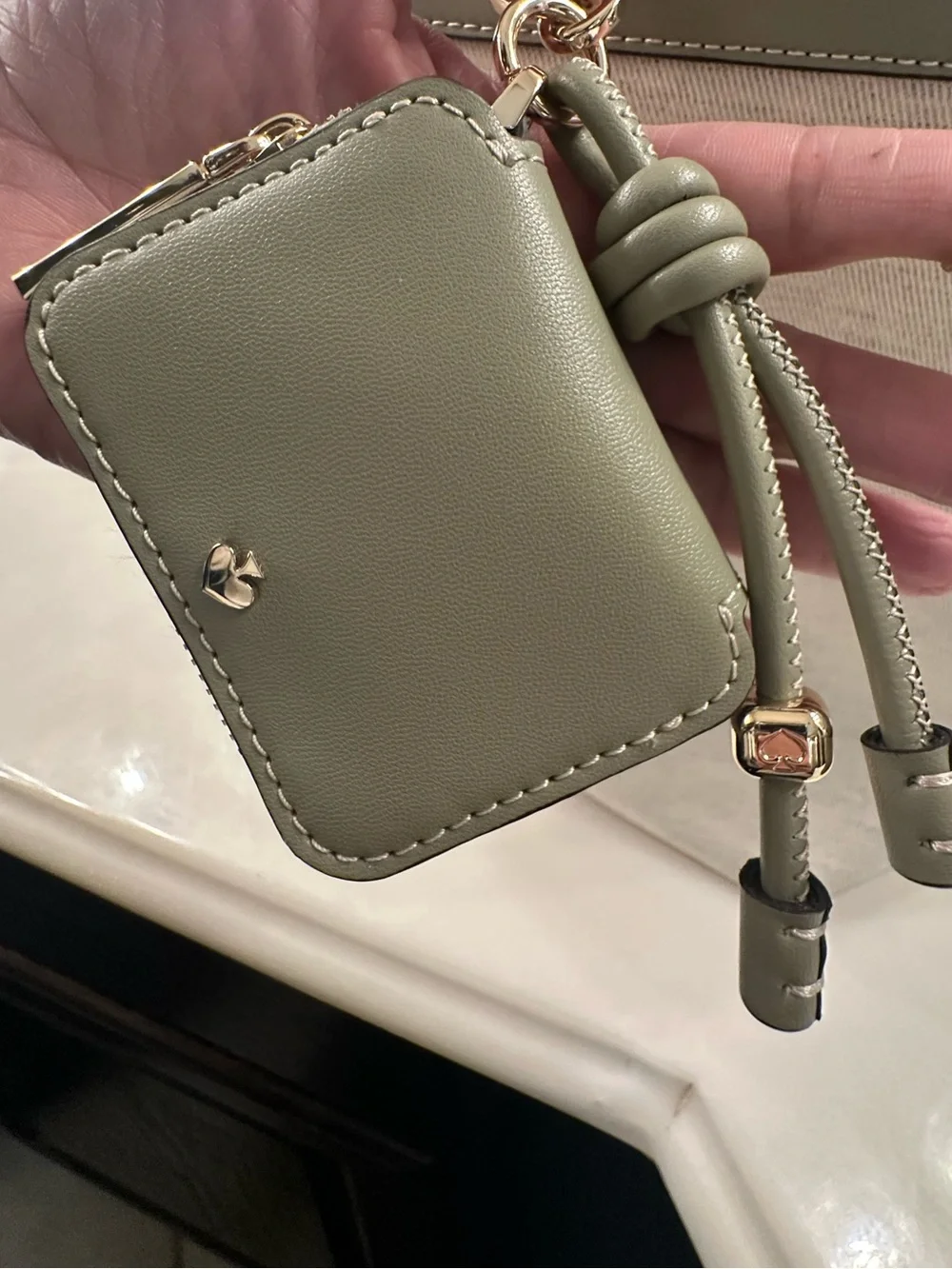 kate spade Olive and Cream Canvas Tote with Coin Pouch